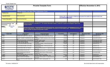 Effective October 9, 2012 Pricelist Template Form - Peppm