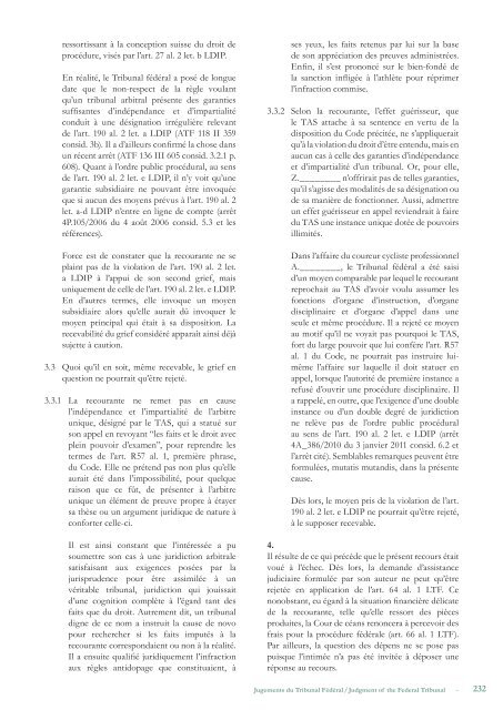 (CAS) Bulletin - Tribunal Arbitral  du Sport / TAS