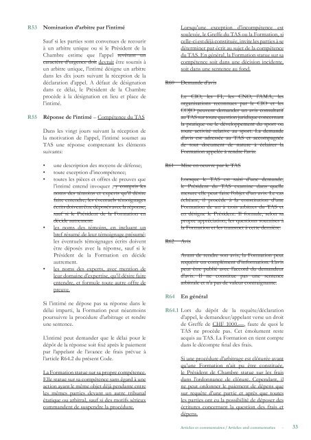 (CAS) Bulletin - Tribunal Arbitral  du Sport / TAS