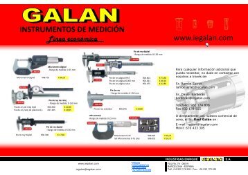 Ofertas en metrología 2009 - Industrias Enrique Galán, SA