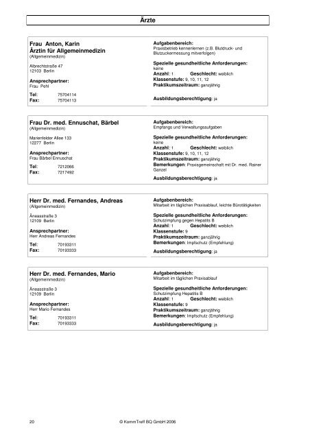 Oder direkt: Praktikumsliste Tempelhof-Schöneberg