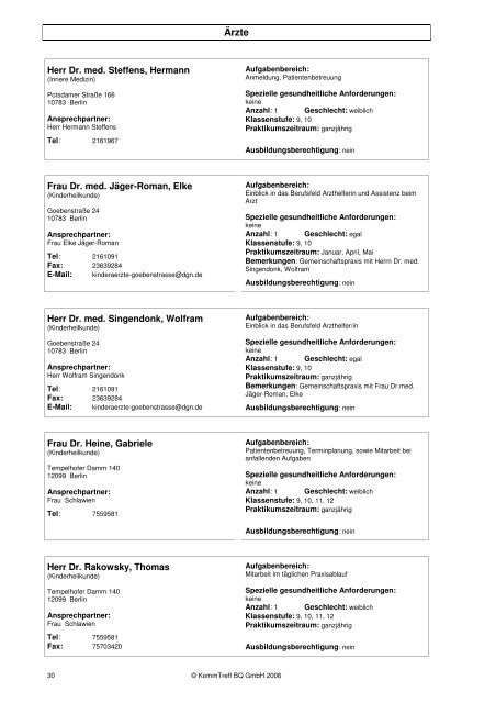 Oder direkt: Praktikumsliste Tempelhof-Schöneberg