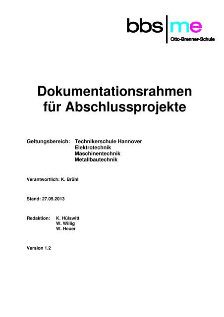 Dokumentationsrahmen für Abschlussprojekte