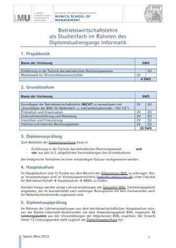 Diplom Informatik - FakultÃ¤t fÃ¼r Betriebswirtschaft