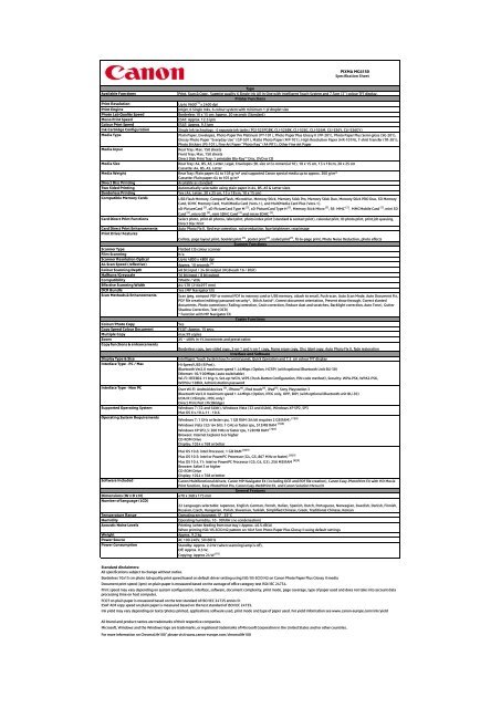 Download MG6150 - Specification sheet - Canon