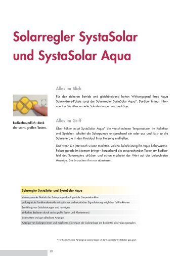 Solarregler SystaSolar und SystaSolar Aqua