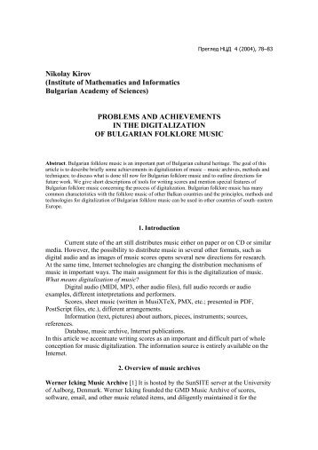 Problems and achievements in the digitalization of Bulgarian ...