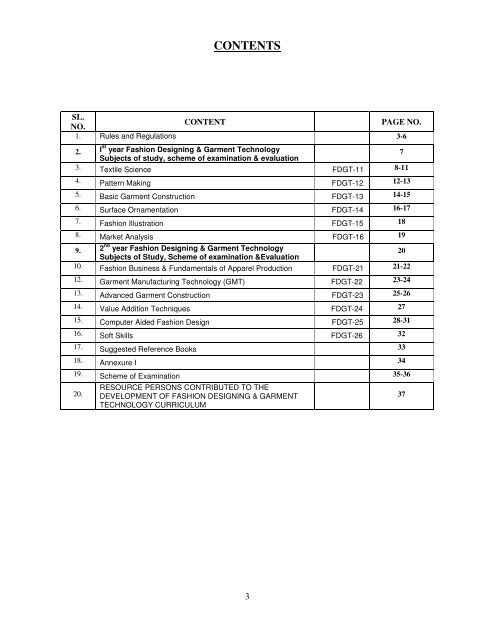 fashion designing & garment technology - Curriculum Development