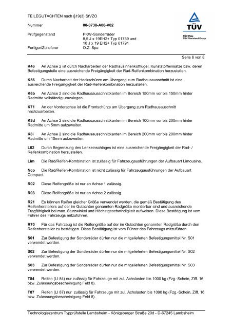 TEILEGUTACHTEN nach Â§19(3) StVZO Nummer 08-0738-A00-V02 ...