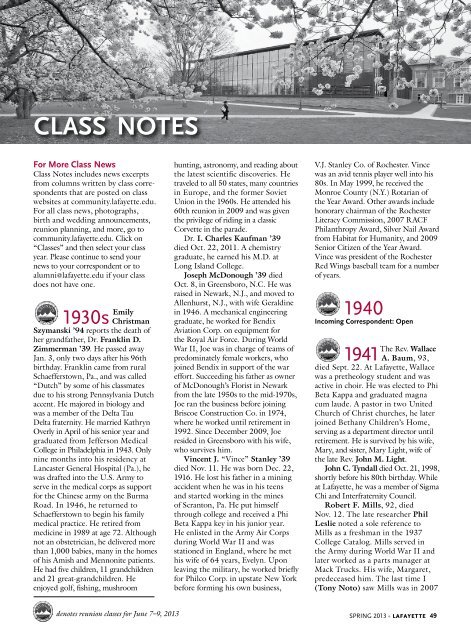 Class Notes PDF - Lafayette Magazine - Lafayette College