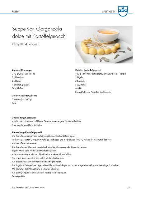 Rezept als PDF herunterladen - Lifestyle by V-ZUG AG