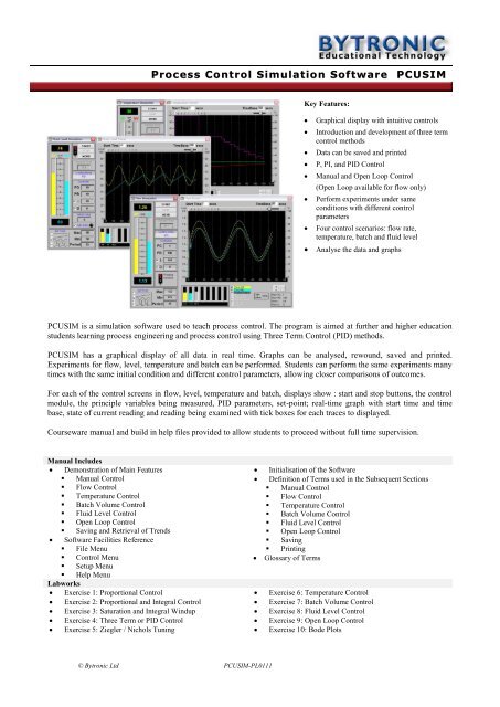 Process Control Simulation Software PCUSIM