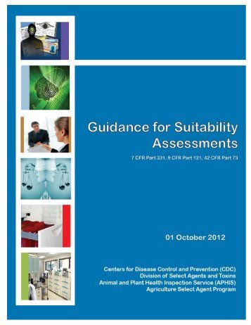 Guidance for Suitability Assessments - Select Agent Program