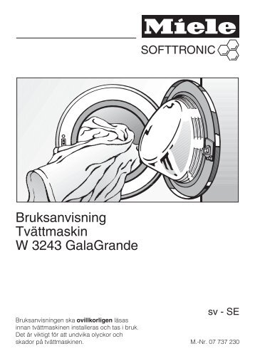 Bruksanvisning TvÃ¤ttmaskin W 3243 GalaGrande - Hemexperten