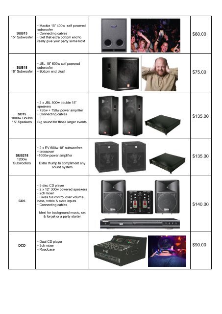 Hire Price List March 2012 Code Amps â€“ Speakers â€“ DJ Equipment ...