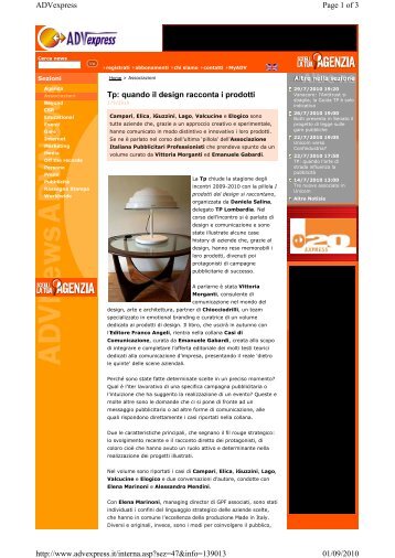 Page 1 of 3 ADVexpress 01/09/2010 http://www.advexpress.it ...