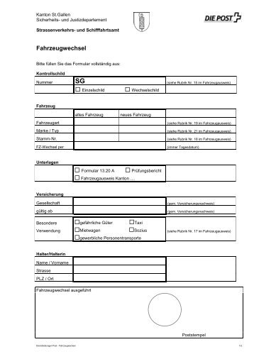 Fahrzeugwechsel - Strassenverkehrs- und Schifffahrtsamt - Kanton ...