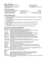Dr. Cloninger's CV - Department of Chemistry and Biochemistry ...