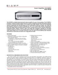 Vocia® Amplifier (VA-8600) Data Sheet - Frostline Inc.
