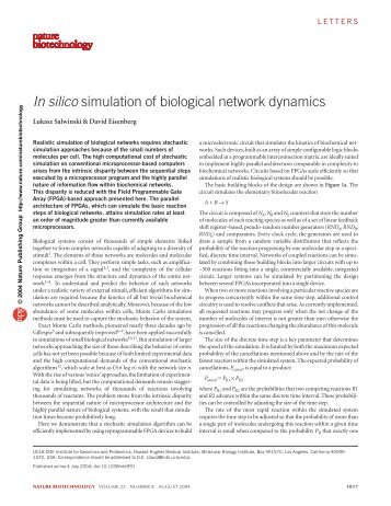 In silico simulation of biological network dynamics - UCLA-DOE