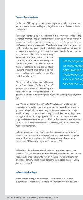 Jaarverslag 2010 Annual Report 2010 - docdata nv