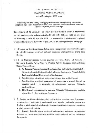 Zarządzenie nr 81/13 Wojewody Wielkopolskiego z dnia 18.02.2013 ...