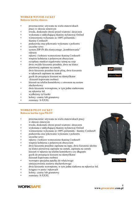 Katalog worksafe - Procurator