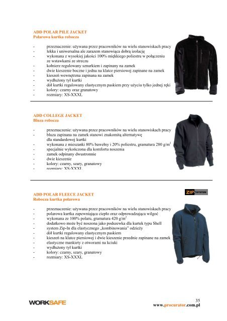 Katalog worksafe - Procurator