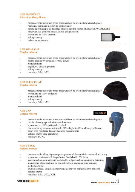 Katalog worksafe - Procurator