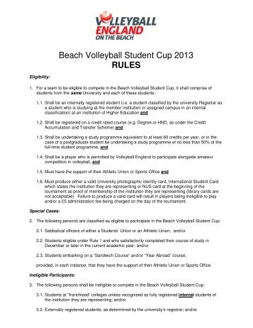 Beach Volleyball Student Cup 2013 RULES