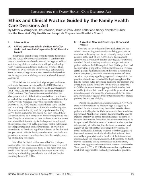 Ethics and Clinical Practice Guided by the Family Health Care ...