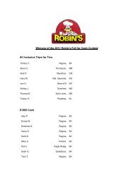 Winners of the 2011 Robin's Fall for Cash Contest ... - Robin's Donuts