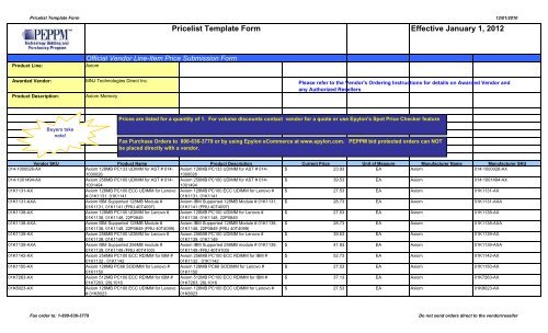 Current Price List (PDF) - Peppm