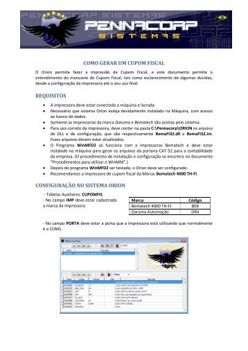 Como gerar um Cupom Fiscal - Pennacorp Sistemas