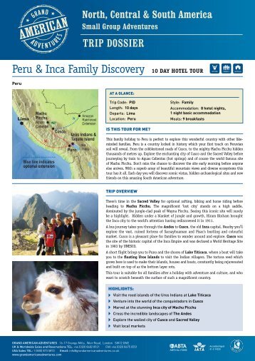 Peru & Inca Family Discovery 10 Day hotel tour - Adventure holidays