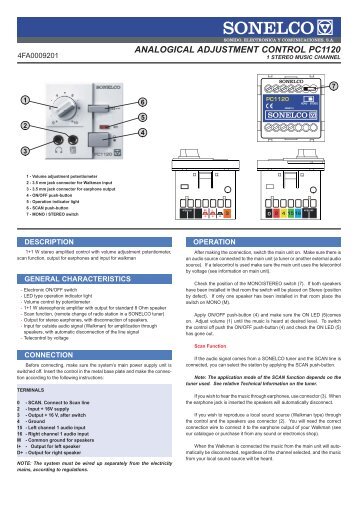 ANALOGICAL ADJUSTMENT CONTROL PC1120 - Sonelco