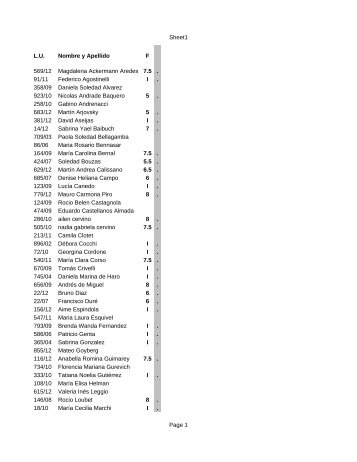 Sheet1 Page 1 L.U. Nombre y Apellido F 569/12 Magdalena ...