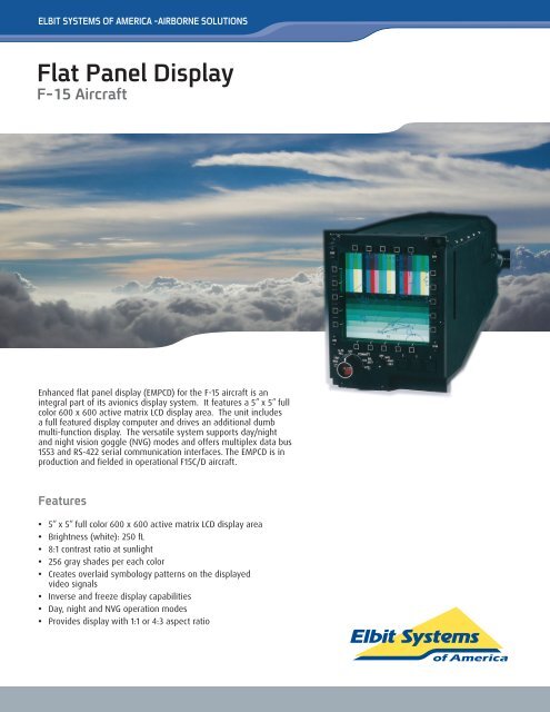 Flat Panel Display Data Sheet - Elbit Systems of America