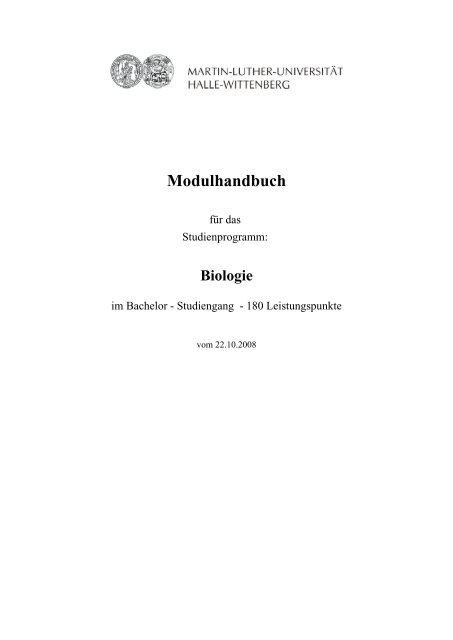 Modulhandbuch - Fachbereich Biologie der Uni Halle-Wittenberg