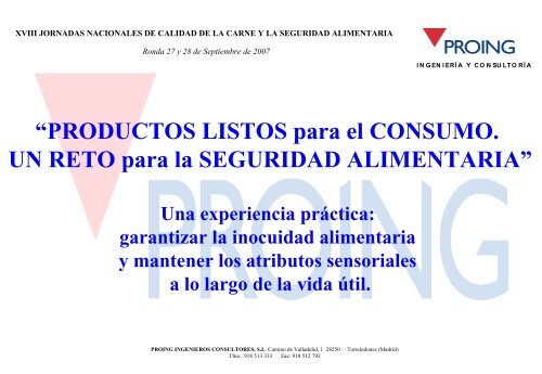 PRODUCTOS LISTOS PARA EL CONSUMO Proing.