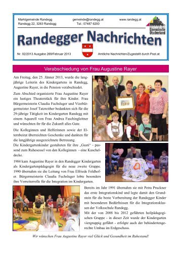 Gemeindezeitung Februar 2013 - Marktgemeinde Randegg