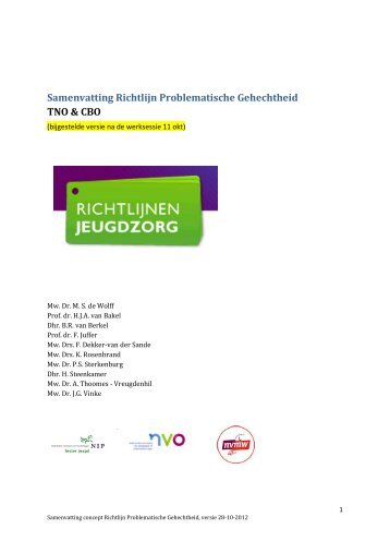 Samenvatting Richtlijn Problematische Gehechtheid TNO & CBO - NIP