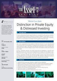 Distinction in Private Equity & Distressed Investing - The Asset