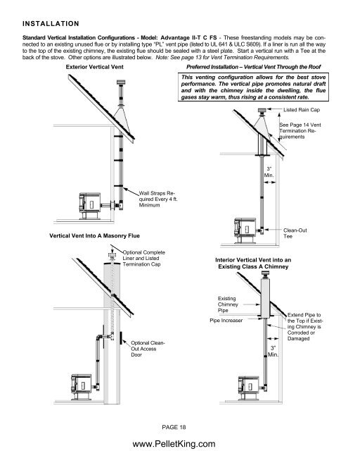 INSTALLATION AND OPERATION MANUAL - Wood Pellet Stoves