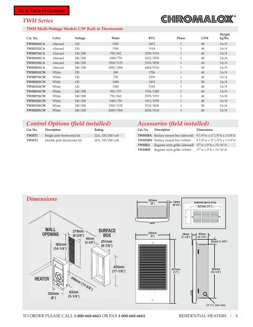 TWH Series Fan Forced Wall Insert Heater