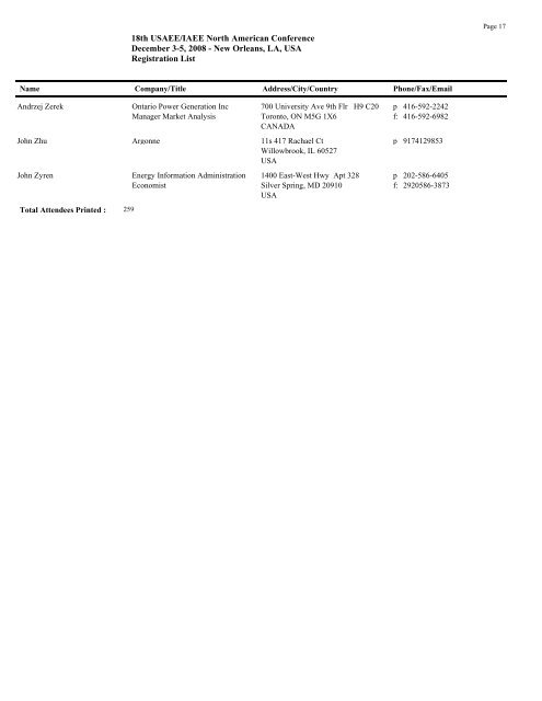 Master List of Attendees - United States Association of Energy ...