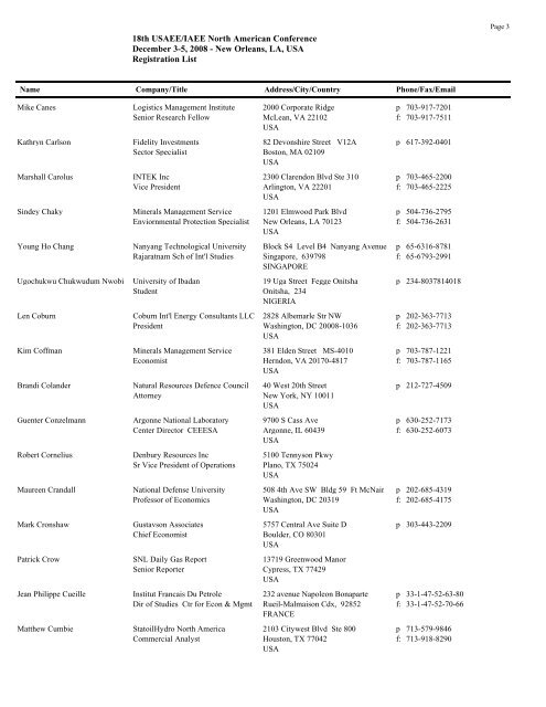 Master List of Attendees - United States Association of Energy ...