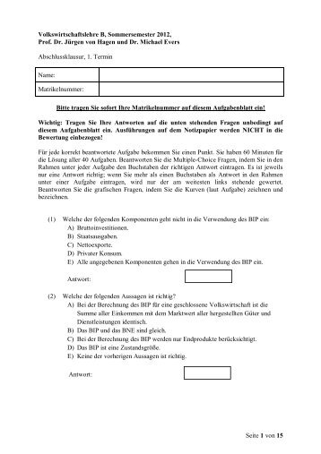 Klausur vom 1. Termin im Sommersemester 2012