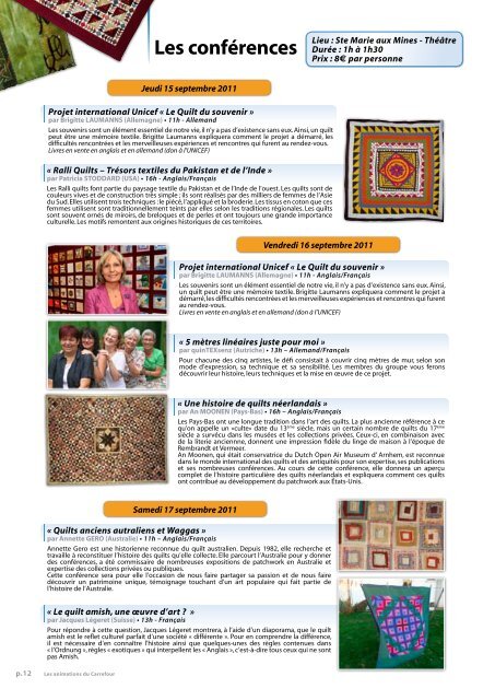 programme| 2011 - Carrefour Européen du Patchwork