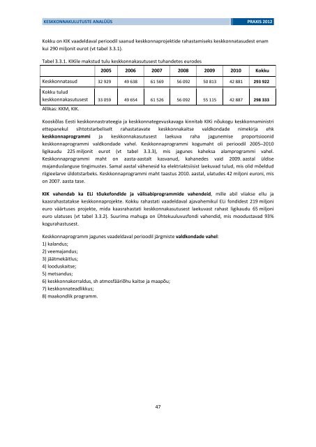 KESKKONNAKULUTUSTE ANALÜÜS - Keskkonnaministeerium